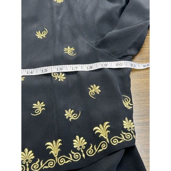Vintage Diane Von Furstenberg 100% Silk Sz M‎ Black  Gold Embroidery - Picture 5 of 7